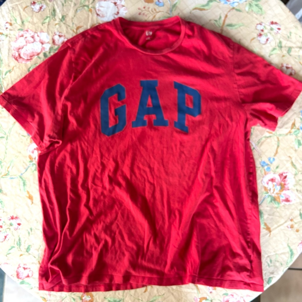 GAP Vintage Vibrant Red & Navy Logo Tee Size XXL